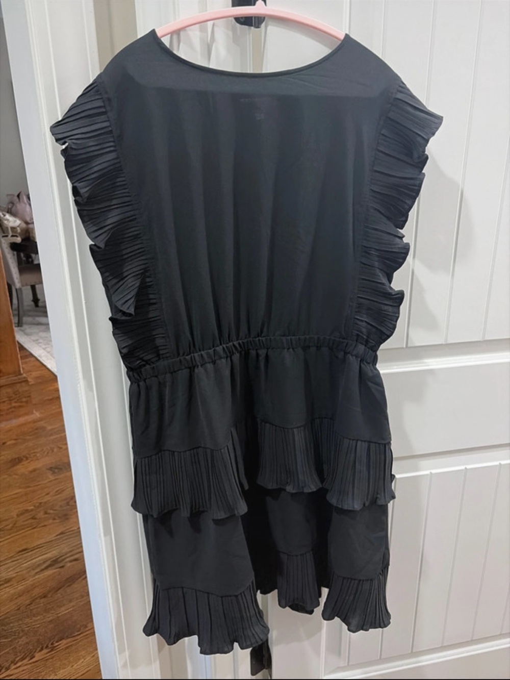 Women's Black Ruffle Tiered Mini Dress